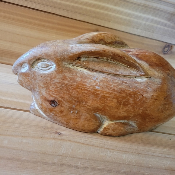 Vintage Hand Carved in Italy Wooden Bunny - Picture 4 of 8